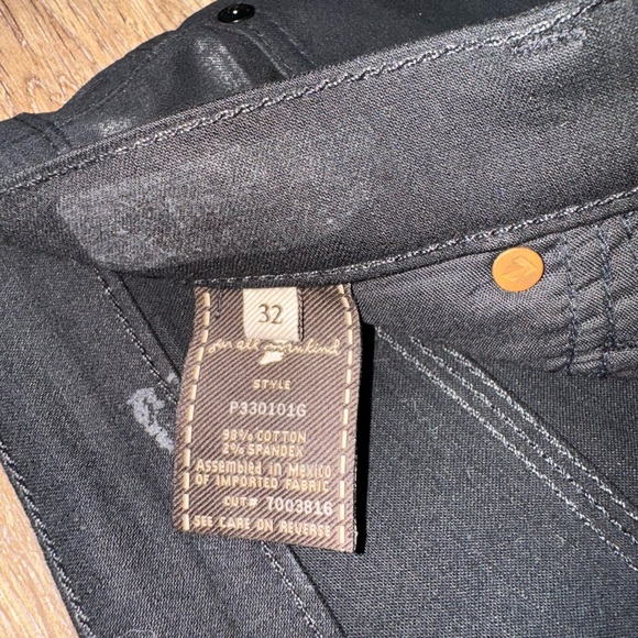 For All Mankind Womens High Rise Coated Slim Wide Leg Jeans Size 32 in Black🖤 - Picture 7 of 11